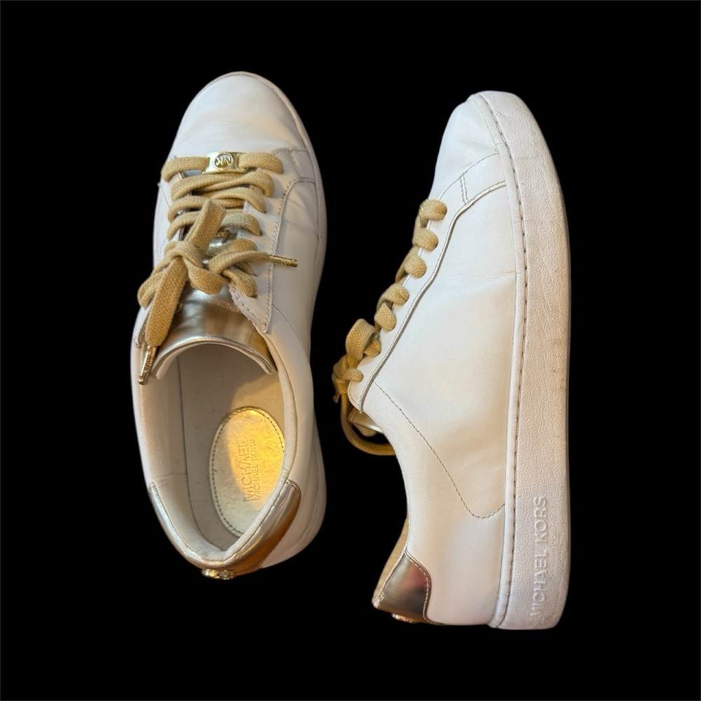Michael Kors White and Gold Sneakers size 9 in good condition